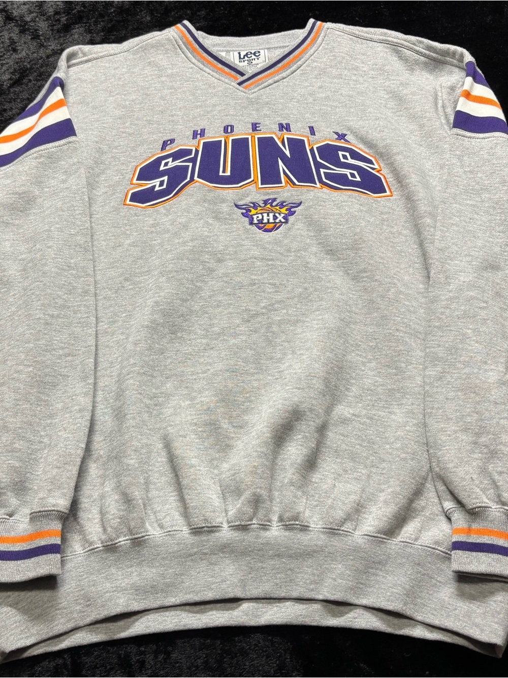 Men XL Vintage Phoenix Suns Lee Sports V Neck Embroidered Crewneck Sweater